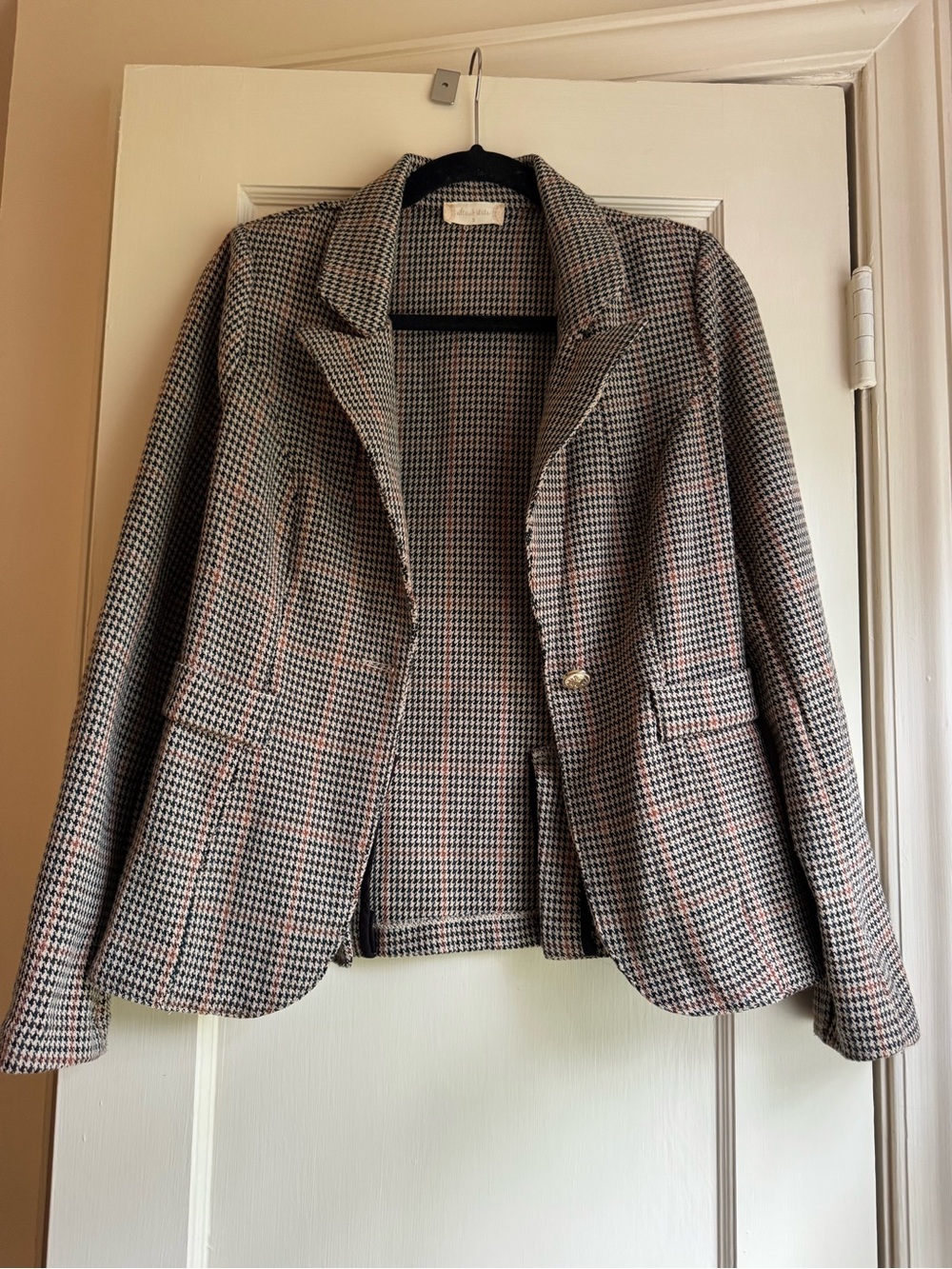 Altar'd State Houndstooth Blazer in Black, White & Pink
